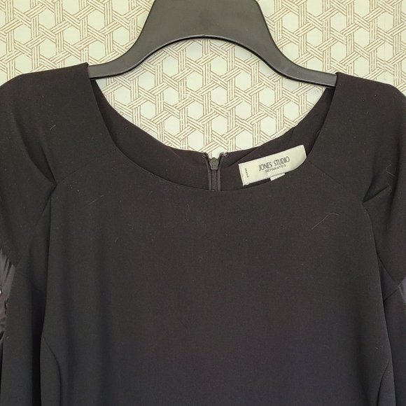 Jones Studio Womens Dress A-Line Black Short Cap Sleeve Scoop Neck Size 20W - Picture 3 of 8